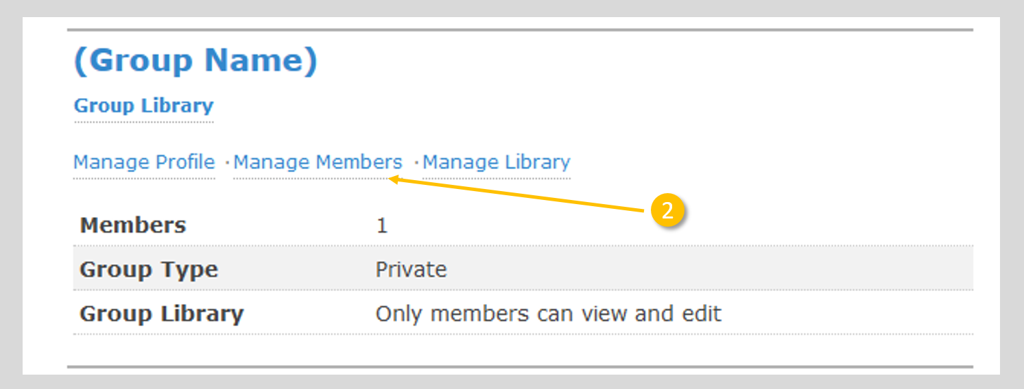 Image showing link to "manage group members"