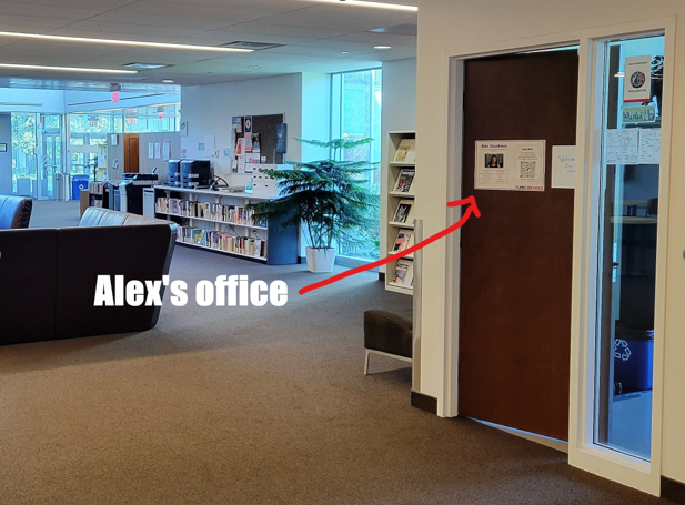 Image of office door for Alex
