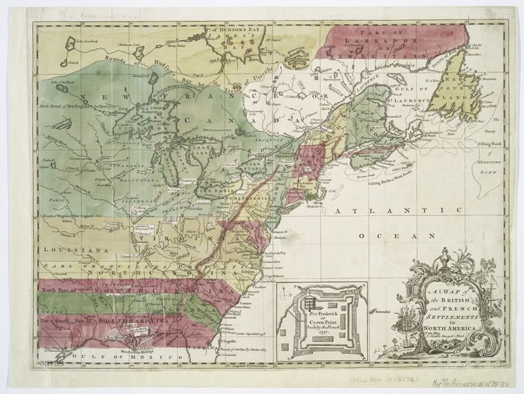 A map of the British & French settlements in North America, 1755, J.Hinton, publisher. Source: nypldigitalcollections