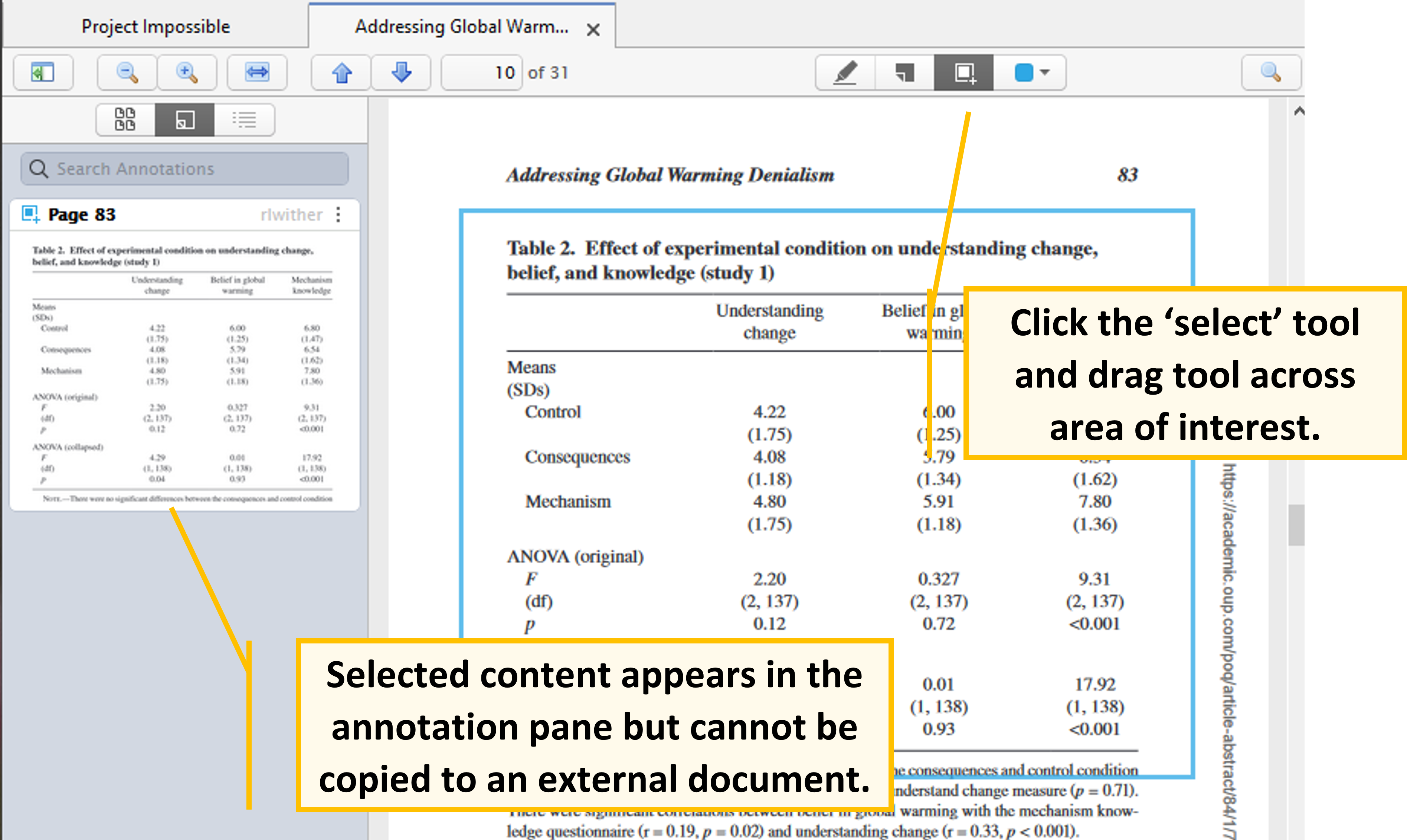 PDF editor with an image selected. Image also appears in annotation pane.