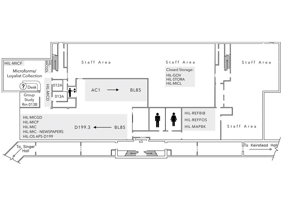 Harriet Irving Library: Basement Floor Plan