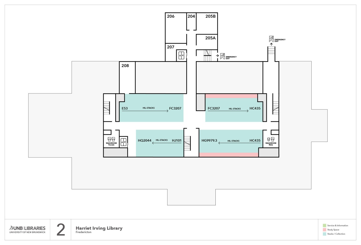 Harriet Irving Library: Second Floor Plan
