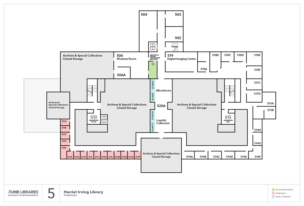 Harriet Irving Library: Fifth Floor Plan