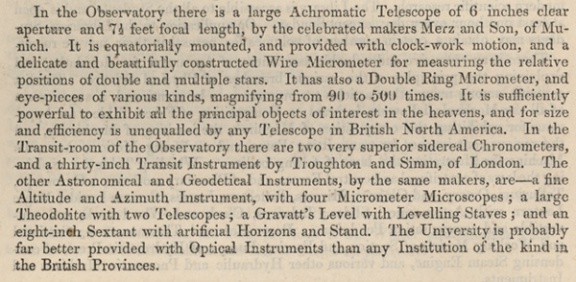 University Calendar clipping 1864-5