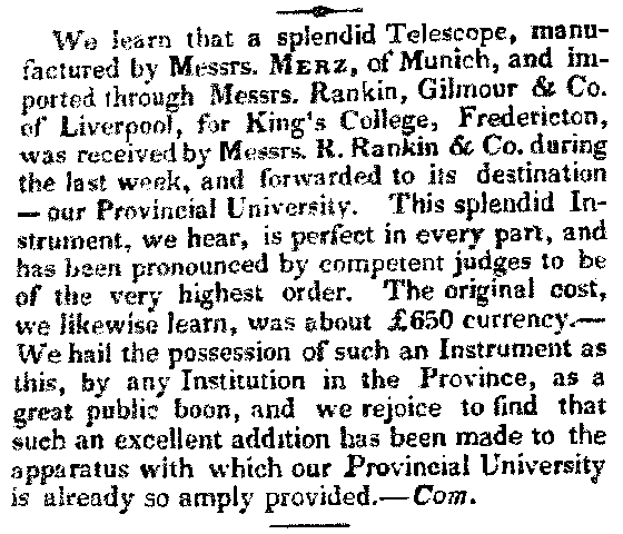 New Brunswick Courier clipping