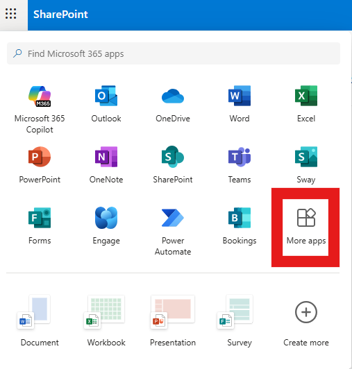 Button to add more apps to your Sharepoint