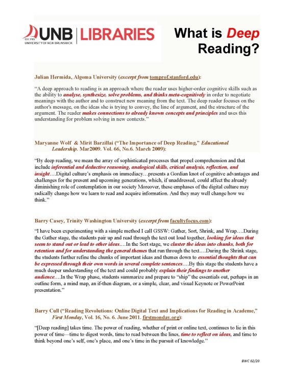 Deep Reading Definitions