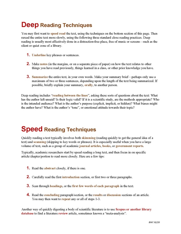 Deep Versus Speed Reading