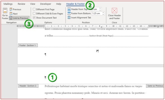 ETD Support - Unlinking sections in Word