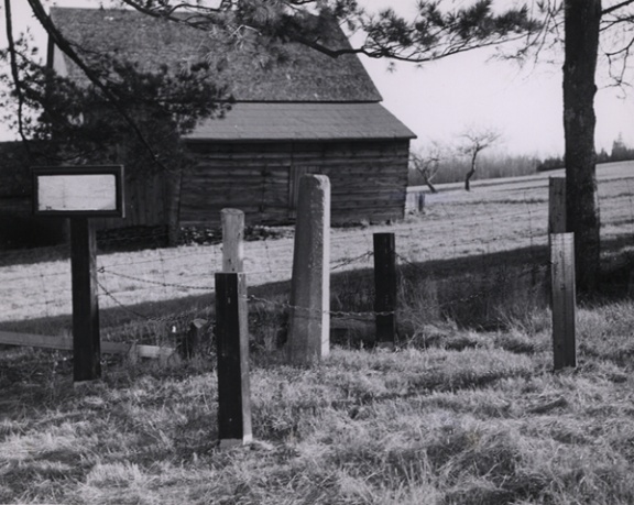 Fig. 1—After eighty-one years, the Stone Pillar stands today less than 5° off the vertical, as a monument to Dr. Jack’s ability as a practical field engineer. The Pillar is a fine grain diorite rock, probably cut and fashioned in a stone quarry about three miles from the city of Fredericton.