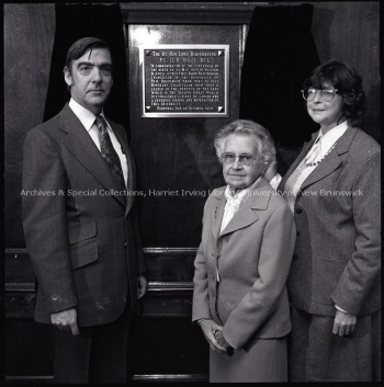 Photo taken at the plaque unveiling during the centennial of Lord Beaverbrook's birth, 1979. UA RG 340; Series 15; File 13243. Item 8.