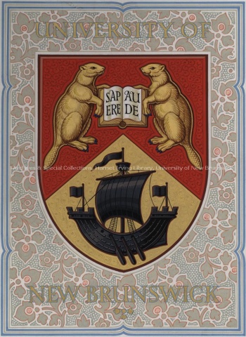 UNB coat of arms, [after 1956]. UA PC 12; no. 20 (3).