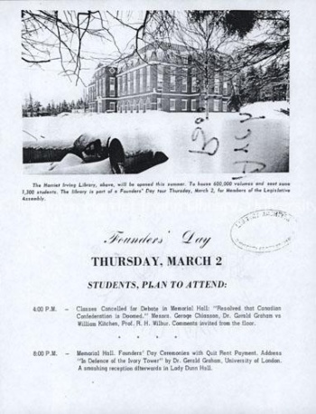 Founders' Day notice, 1967. UA PC 10; Item no. 12 (1).