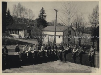 Dr. Alfred G. Bailey lecturing to a freshman history class, April 1945. UA PC 16; no. 36.