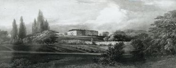 An idealized drawing of King's College, [ca. 1828]. UA PC 9; no. 2 (1). Artist: Rev. Abraham Wood