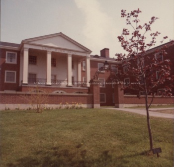 Lady Dunn Hall front entrance (now Joy Kidd House), [after 1963]. PR; Series 1; Sub-series 6; Item 7262.