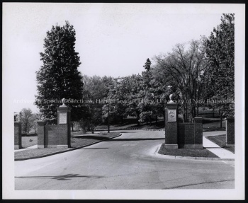 View from outside MacLaren Gates, (after 1957). UA PC-12 no. 23 (2).