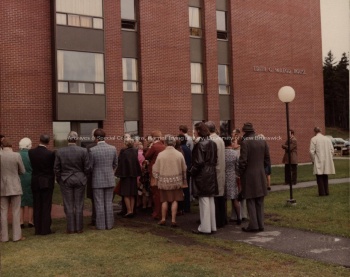 Ribbon cutting ceremony for McLeod House, 1974. PR; Series 1; Sub-series 5; Item 6969.