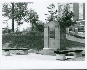 View of the Poets' Corner in its new location front of the Harriet Irving Library PR; Series 2; Sub-series 3; File 721; Item 9a.