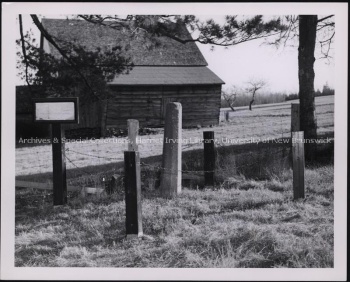 View of the Brydone Jack Pillar, south of Aitken House in early 1950s. Acc. 2010.05; Series 1; Item no. 211, File 9.