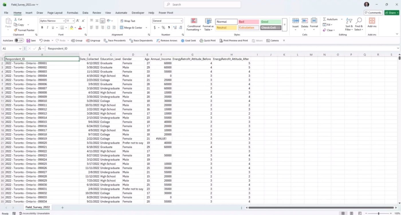 CSV file from your research supervisor