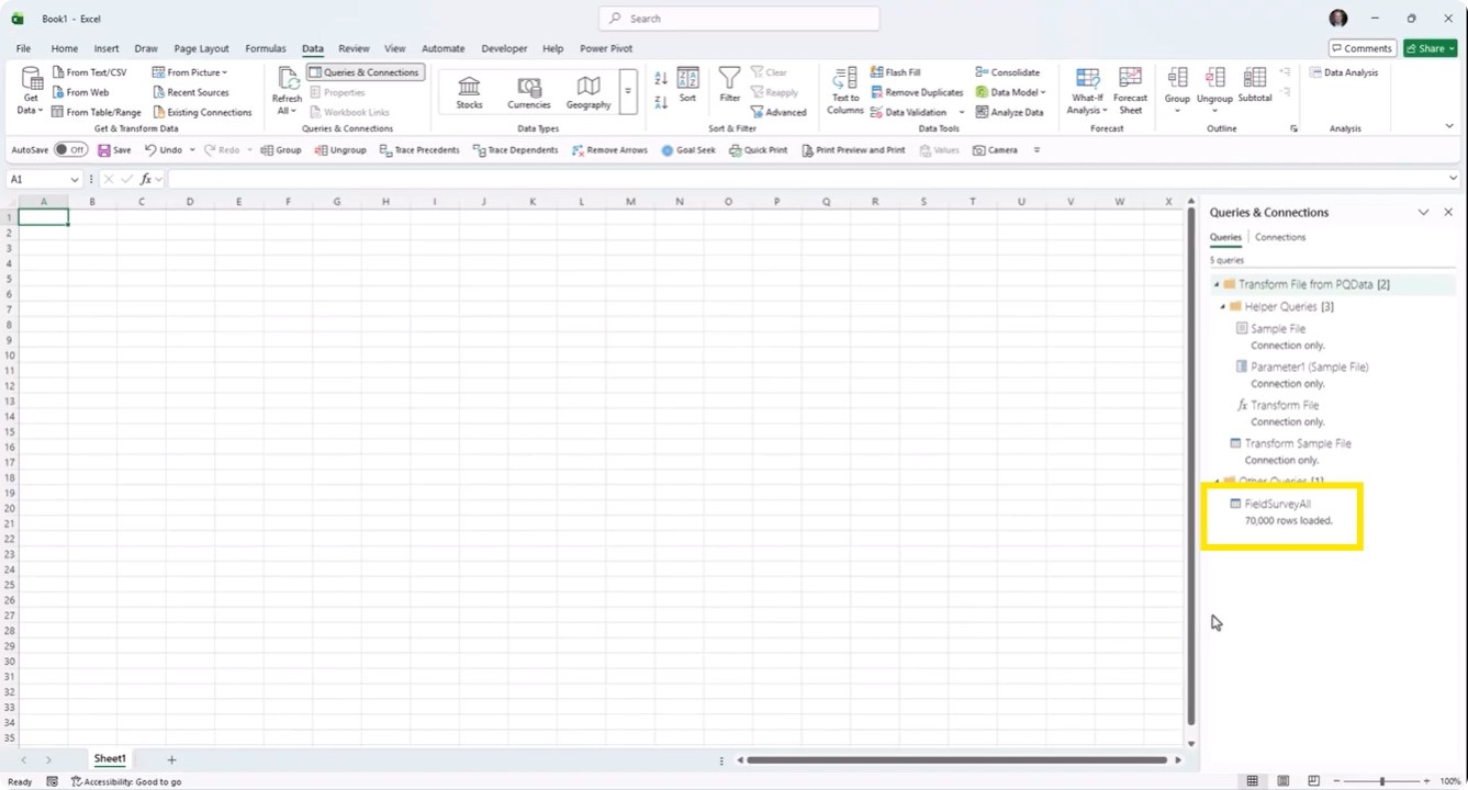 Excel output