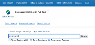 searching immigrants in cinahl subject headings